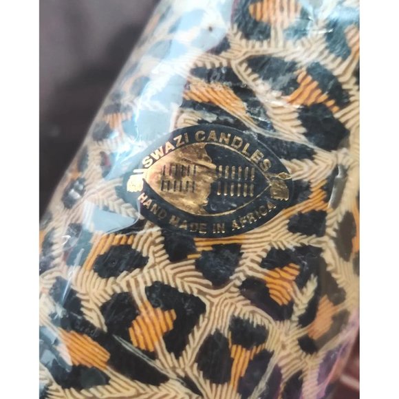 Leopard SWAZI CANDLE Handmade In Africa Decorative 3.5x7” Pillar Candle NOS - Picture 10 of 12